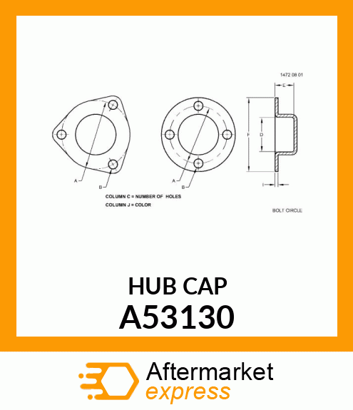 CAP, HUB CAP A53130
