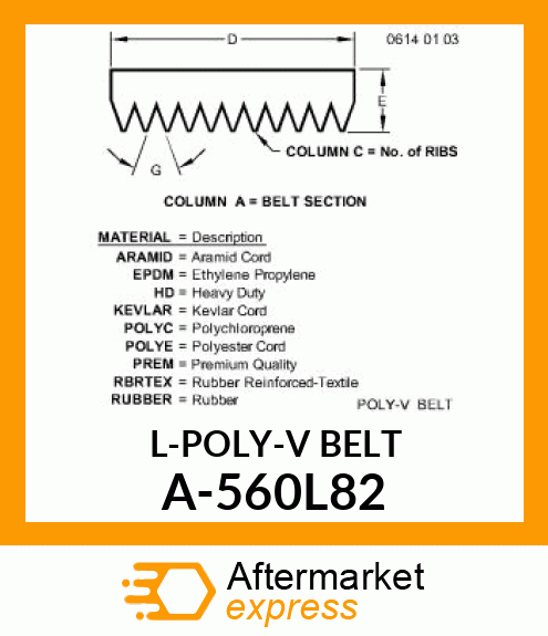 V-Belt - L-POLY-V BELT A-560L82