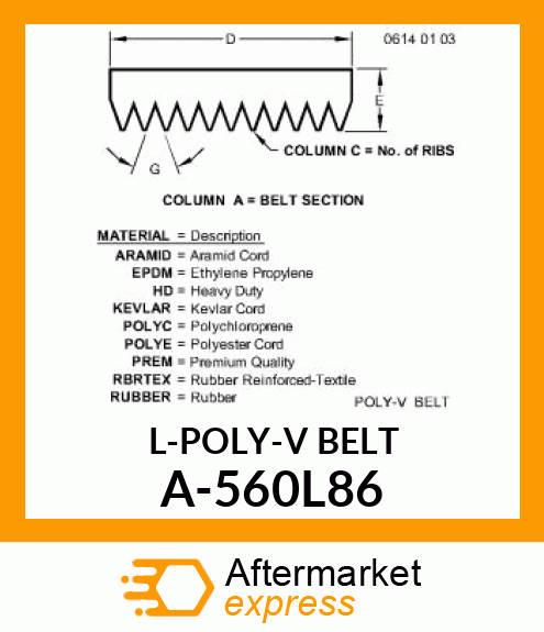 V-Belt - L-POLY-V BELT A-560L86