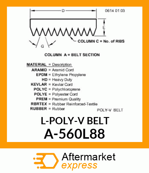 V-Belt - L-POLY-V BELT A-560L88