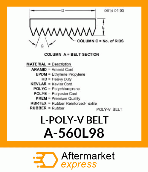 V-Belt - L-POLY-V BELT A-560L98