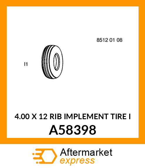 4.00 X 12 RIB IMPLEMENT TIRE I A58398