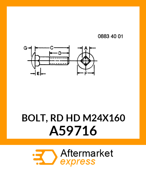 BOLT, RD HD M24X160 A59716