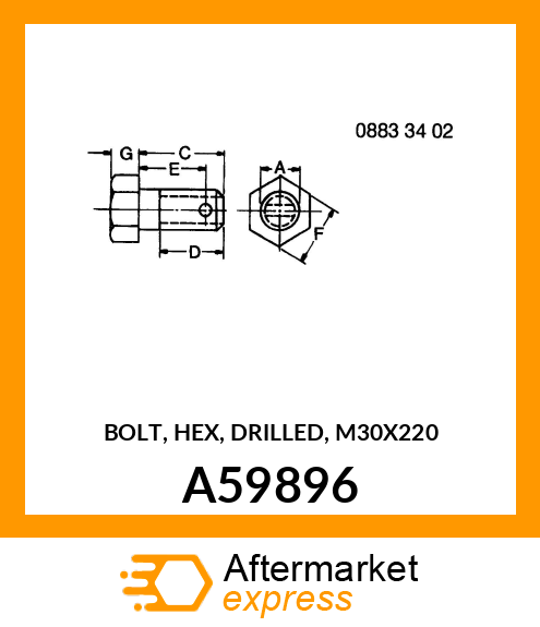 BOLT, HEX, DRILLED, M30X220 A59896