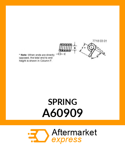 EXTENSION SPRING, TORSION RH A60909