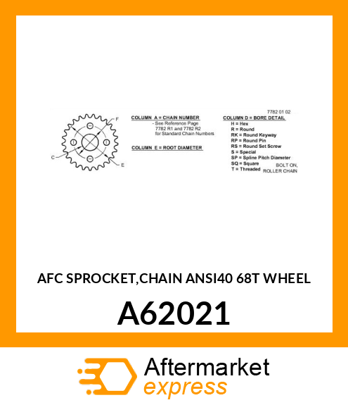 AFC SPROCKET,CHAIN ANSI40 68T WHEEL A62021