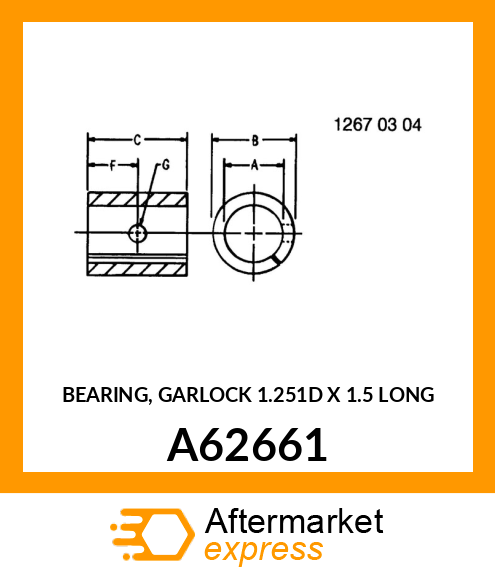 BEARING, GARLOCK 1.251D X 1.5 LONG A62661