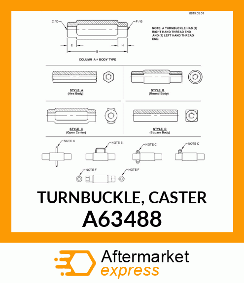 TURNBUCKLE, CASTER A63488