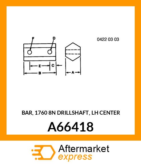 BAR, 1760 8N DRILLSHAFT, LH CENTER A66418