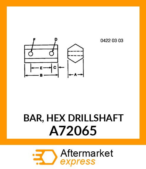 BAR, HEX DRILLSHAFT A72065