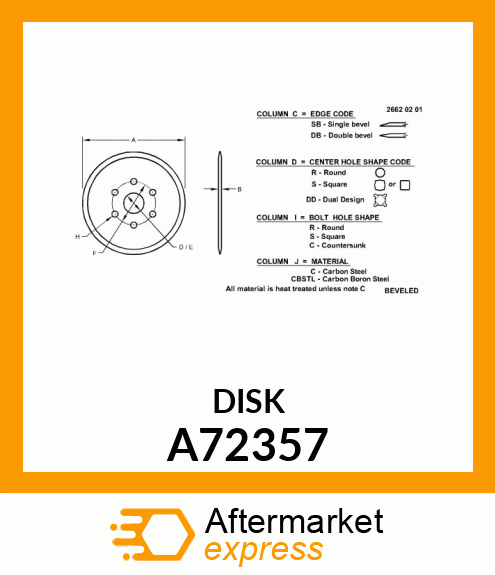 DISK, SEED OPENER, BORON A72357