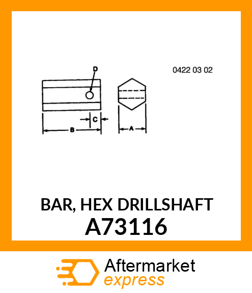 BAR, HEX DRILLSHAFT A73116