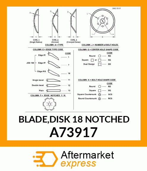 BLADE,DISK 18 NOTCHED A73917