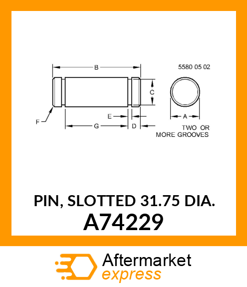 PIN, SLOTTED 31.75 DIA. A74229