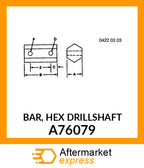 BAR, HEX DRILLSHAFT A76079