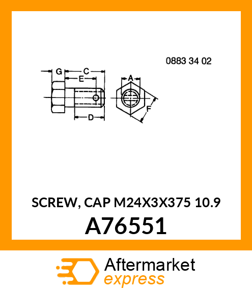 SCREW, CAP M24X3X375 10.9 A76551