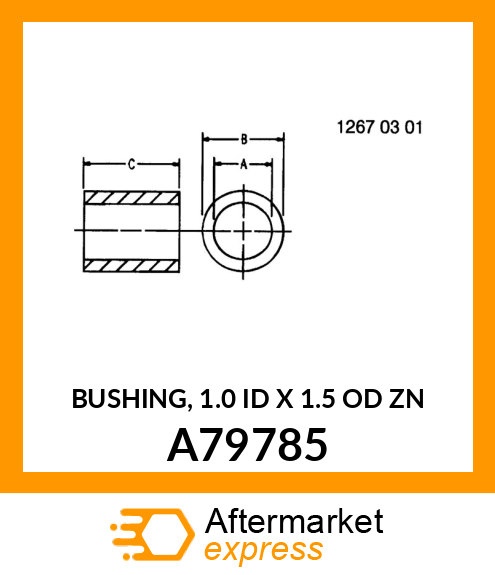 BUSHING, 1.0 ID X 1.5 OD ZN A79785