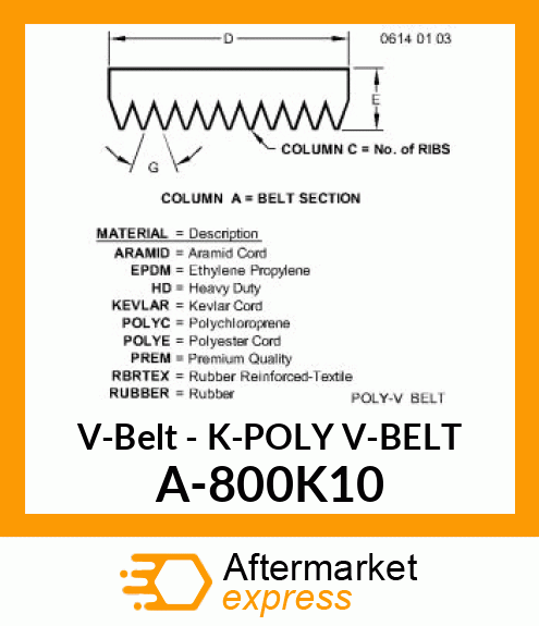 V-Belt - K-POLY V-BELT A-800K10