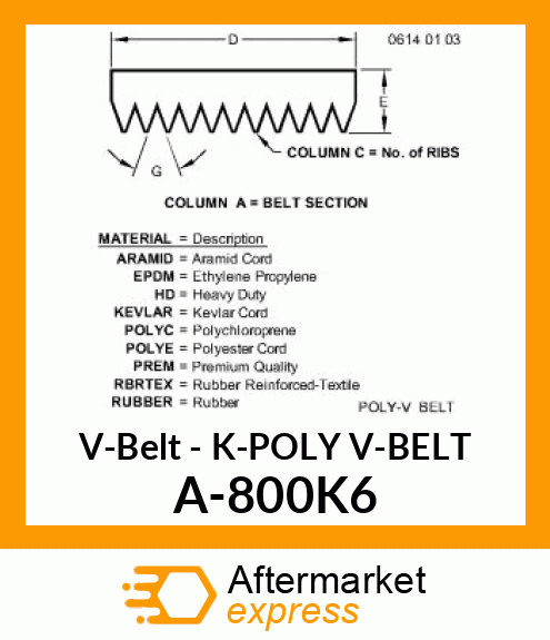 V-Belt - K-POLY V-BELT A-800K6