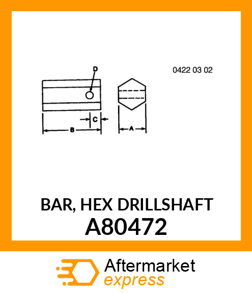 BAR, HEX DRILLSHAFT A80472