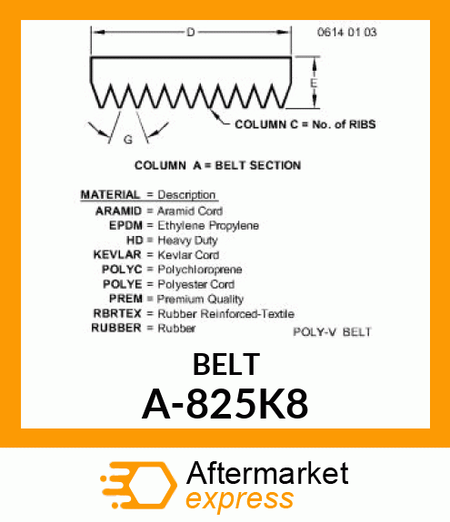 V-Belt - K-POLY V-BELT A-825K8