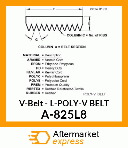 V-Belt - L-POLY-V BELT A-825L8