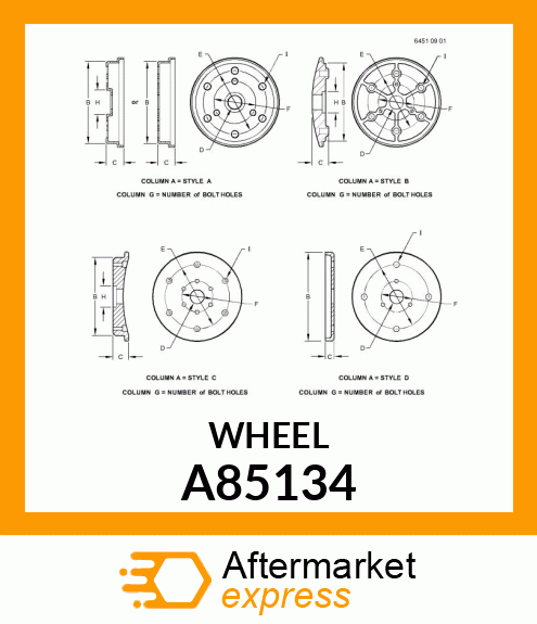 WHEEL, INNER PLASTIC, FOR 3X16 A85134