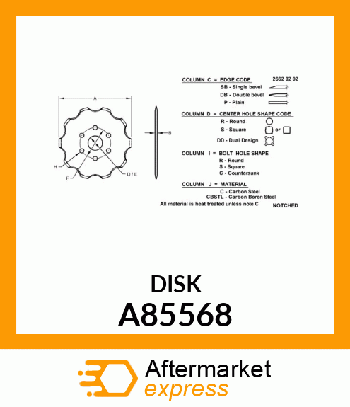 DISK COULTER NOTCHED, 12 A85568