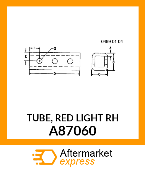 TUBE, RED LIGHT RH A87060