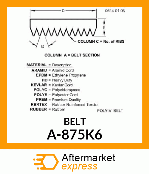 V-Belt - K-POLY V-BELT A-875K6