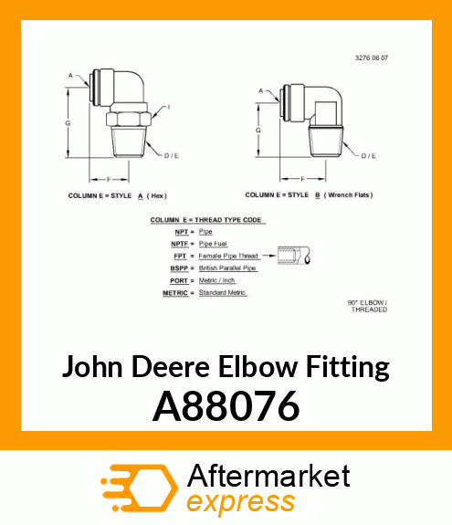 ELBOW FITTING, FITTING, 90 DEGREE E A88076