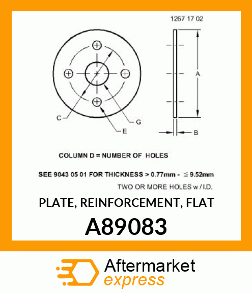 PLATE, REINFORCEMENT, FLAT A89083