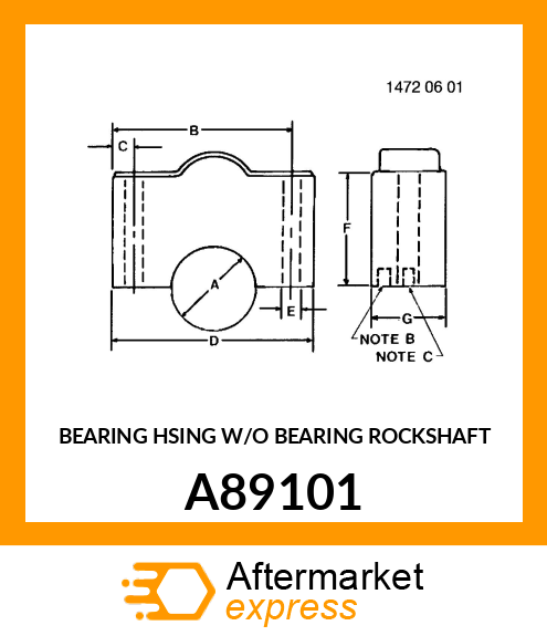 BEARING HSING W/O BEARING ROCKSHAFT A89101