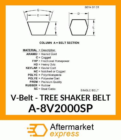 V-Belt - TREE SHAKER BELT A-8V2000SP