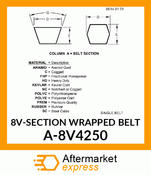 V-Belt - 8V-SECTION WRAPPED BELT A-8V4250