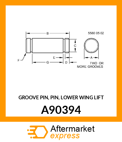 GROOVE PIN, PIN, LOWER WING LIFT A90394