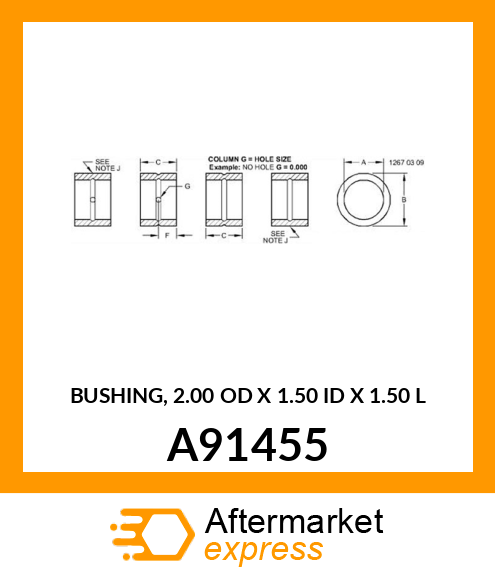 BUSHING, 2.00 OD X 1.50 ID X 1.50 L A91455