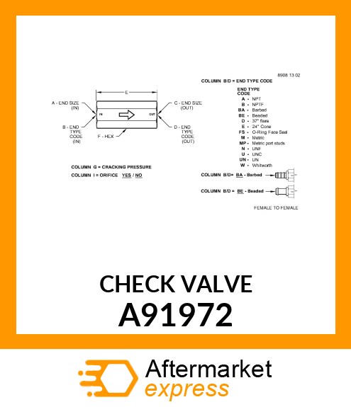 CHECK VALVE A91972