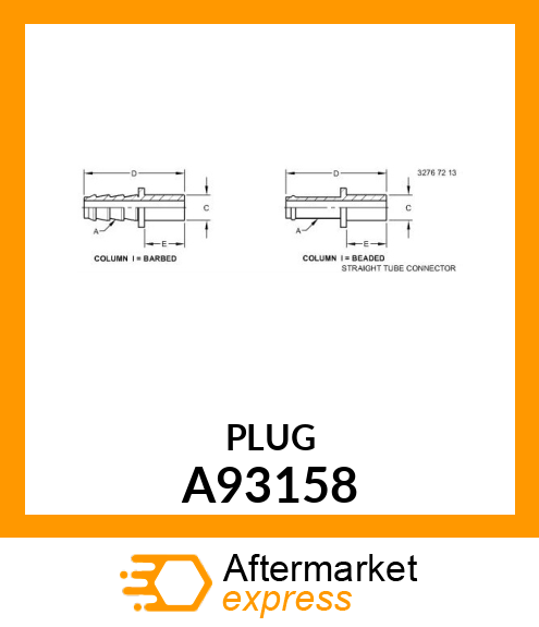 FITTING, 3/8 STEM X 1/2" HOSE BARB A93158