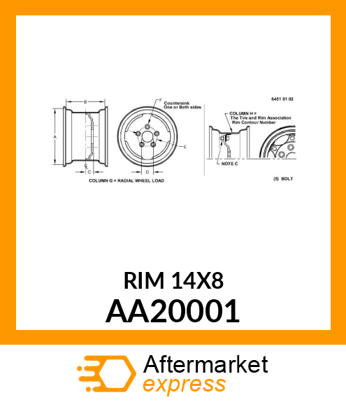 WHEEL 14 X 8 KB AA20001