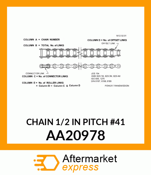 CHAIN 1/2 IN PITCH #41 AA20978