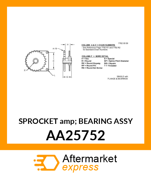 SPROCKET amp; BEARING ASSY AA25752