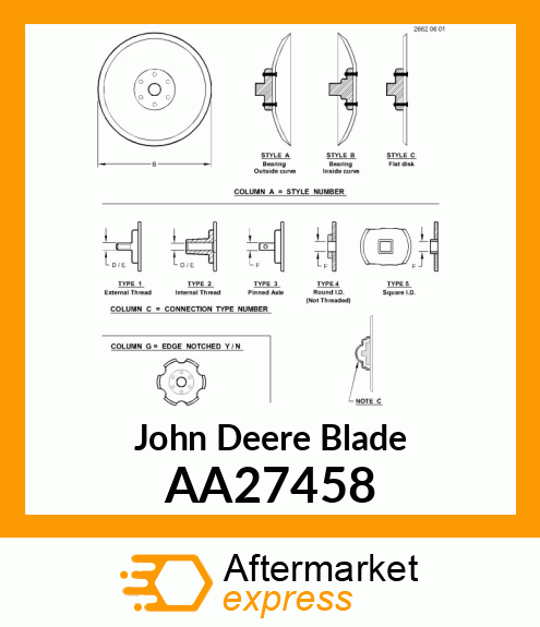 DISK COLTER, DISK BLADE amp; BEARING A AA27458