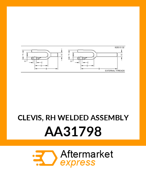 CLEVIS, RH WELDED ASSEMBLY AA31798