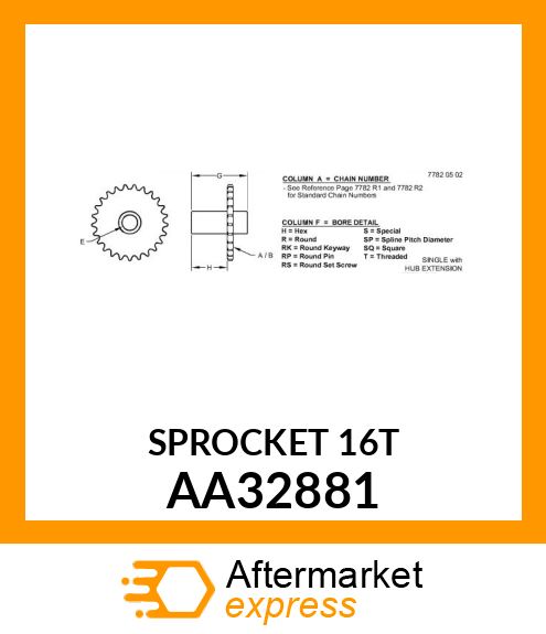 SPROCK 16T,ANSI40 WELDED AA32881