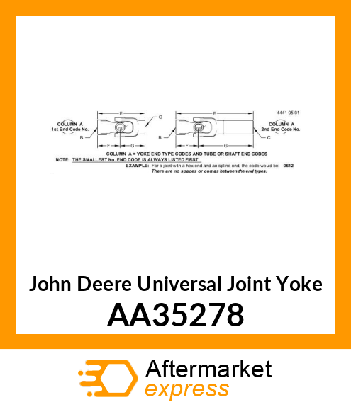 UNIVERSAL JOINT YOKE, WELDED AA35278