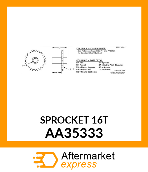 SPROCK 16T ANSI40 WELDED AA35333