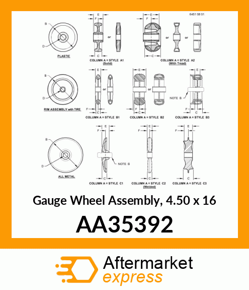 GAUGE WHEEL amp; BRG. ASSY. AA35392