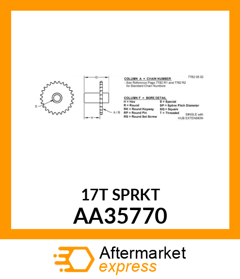 SPROCK17T ANSI40 WELDED AA35770