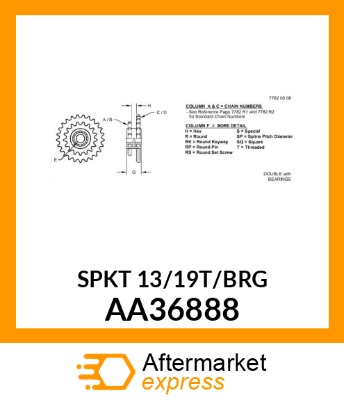 DRIVE SPROCKET, SPROCKET amp; BEARING AA36888